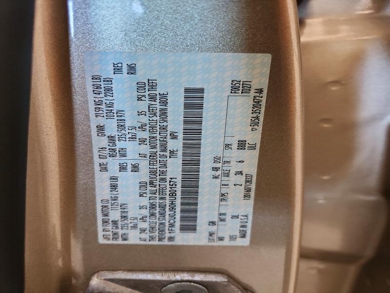 Продаж на аукціоні авто 2017 Ford Escape, vin: 1FMCU0J90HUB01571, номер лоту: 57496806