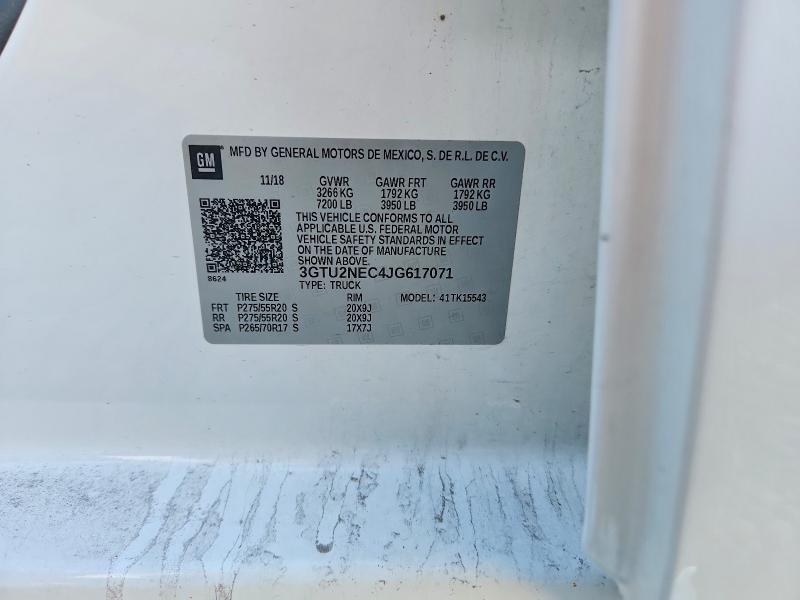 Продаж на аукціоні авто 2018 Gmc Sierra, vin: 3GTU2NEC4JG617071, номер лоту: 55544516