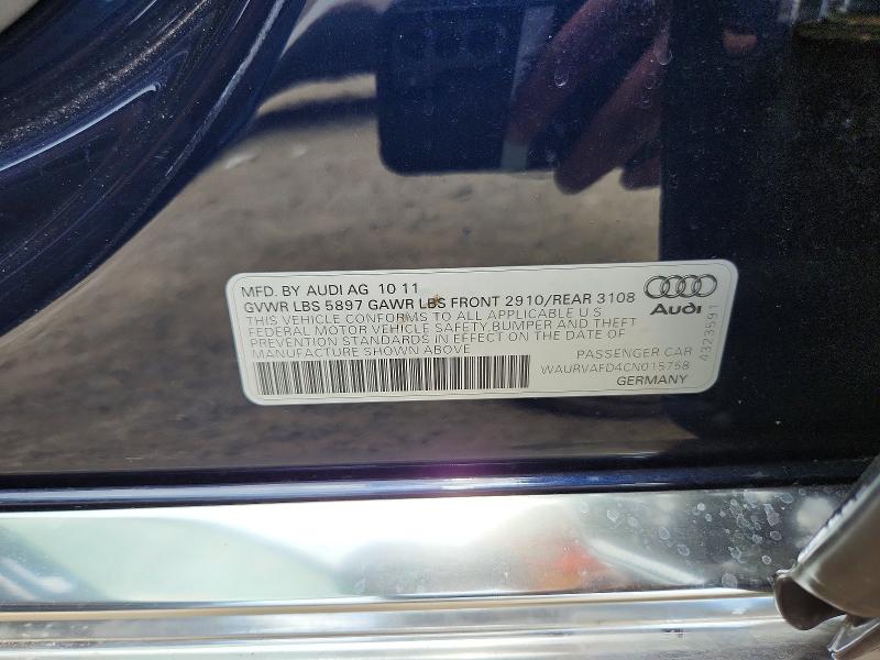 Продаж на аукціоні авто 2012 Audi A8, vin: WAURVAFD4CN015758, номер лоту: 58117226