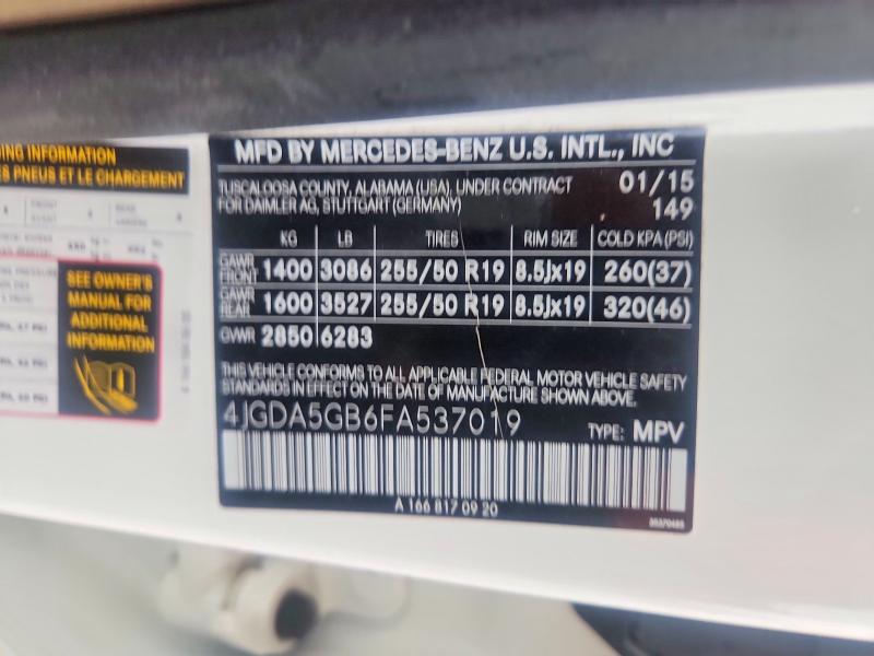 Продаж на аукціоні авто 2015 Mercedes-benz Ml, vin: 4JGDA5GB6FA537019, номер лоту: 55806036