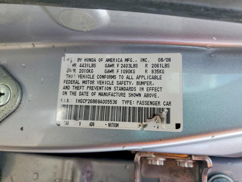 Aukcja sprzedaży 2009 Honda Accord, vin: 1HGCP26869A005536, numer aukcji: 55737606