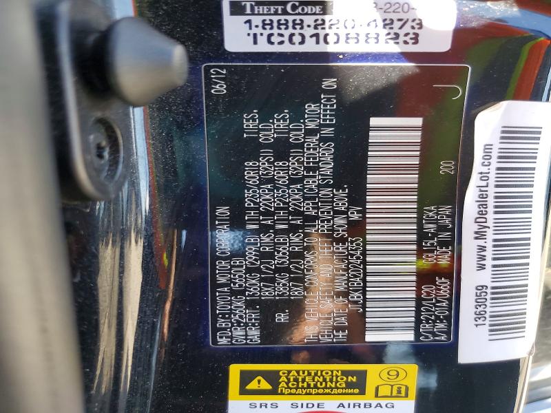 Aukcja sprzedaży 2013 Lexus Rx 350, vin: JTJBK1BA2D2454353, numer aukcji: 56840006