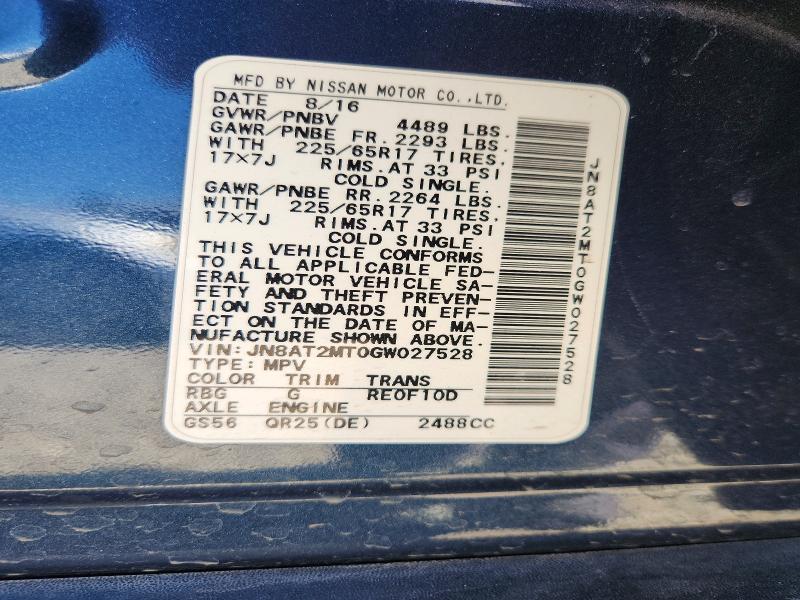 Auction sale of the 2016 Nissan Rogue, vin: JN8AT2MT0GW027528, lot number: 56181986