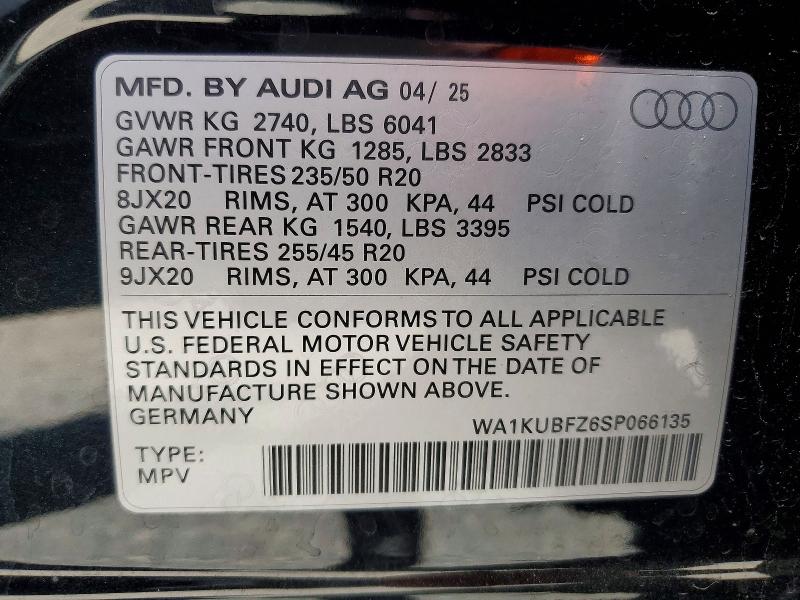 Aukcja sprzedaży 2025 Audi Q4 E-tron, vin: WA1KUBFZ6SP066135, numer aukcji: 56951116
