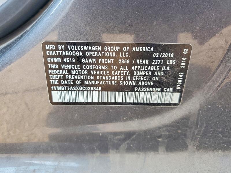 Продаж на аукціоні авто 2016 Volkswagen Passat, vin: 1VWBT7A3XGC035345, номер лоту: 58136846