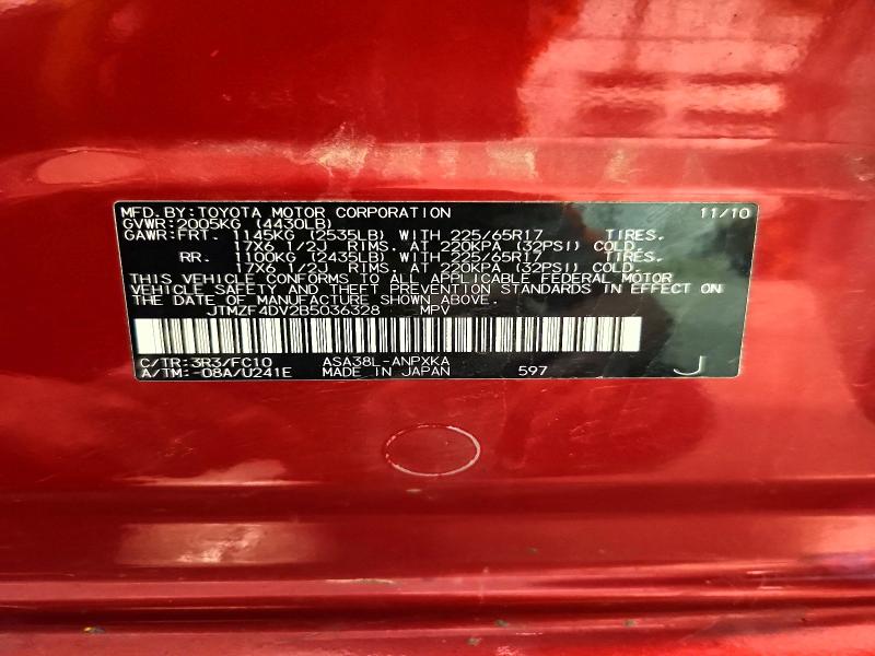 55765026 :رقم المزاد ، JTMZF4DV2B5036328 vin ، 2011 Toyota Rav4 مزاد بيع