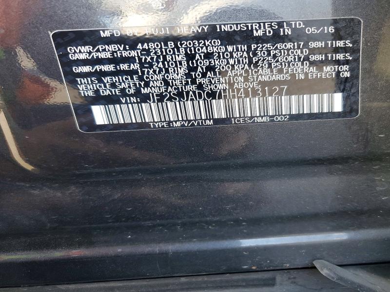 Продажа на аукционе авто 2017 Subaru Forester, vin: JF2SJADC7HH413127, номер лота: 57216026