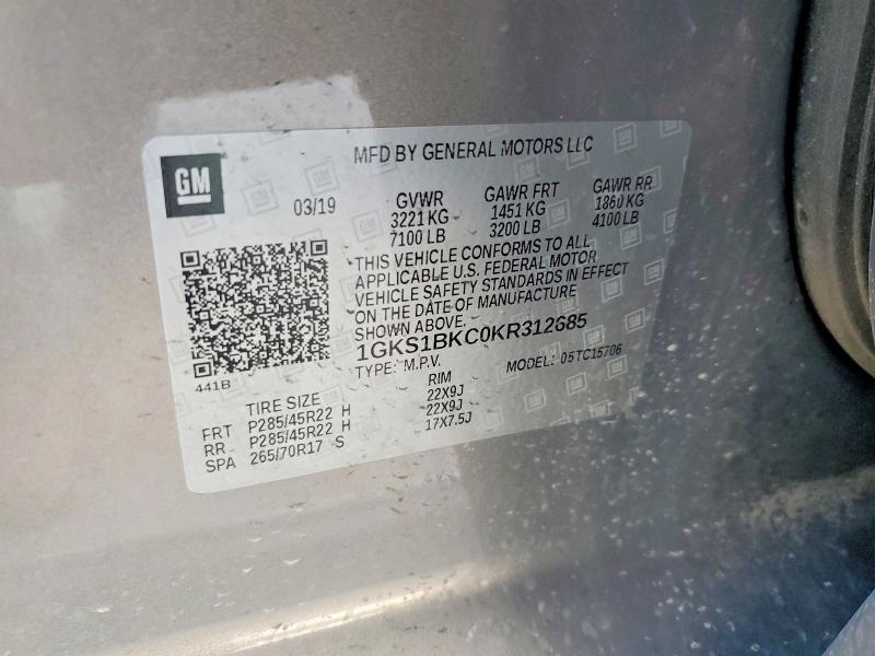 2019 Gmc Yukon მანქანა იყიდება აუქციონზე, vin: 1GKS1BKC0KR312685, აუქციონის ნომერი: 55606366