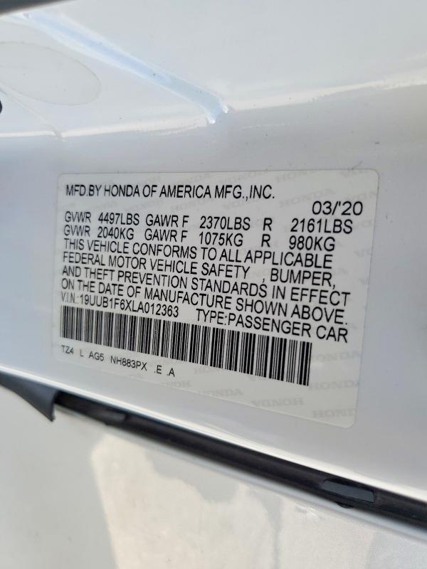Продажа на аукционе авто 2020 Acura Tlx, vin: 19UUB1F6XLA012363, номер лота: 57600486
