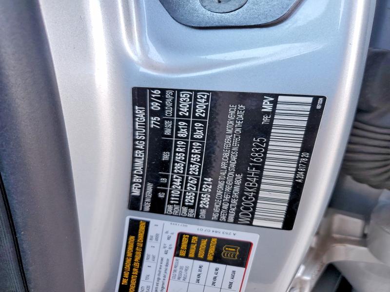 Aukcja sprzedaży 2017 Mercedes-benz Glc, vin: WDC0G4KB4HF168325, numer aukcji: 58611836