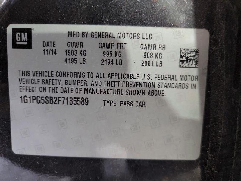 Продажа на аукционе авто 2015 Chevrolet Cruze, vin: 1G1PG5SB2F7135589, номер лота: 58785666