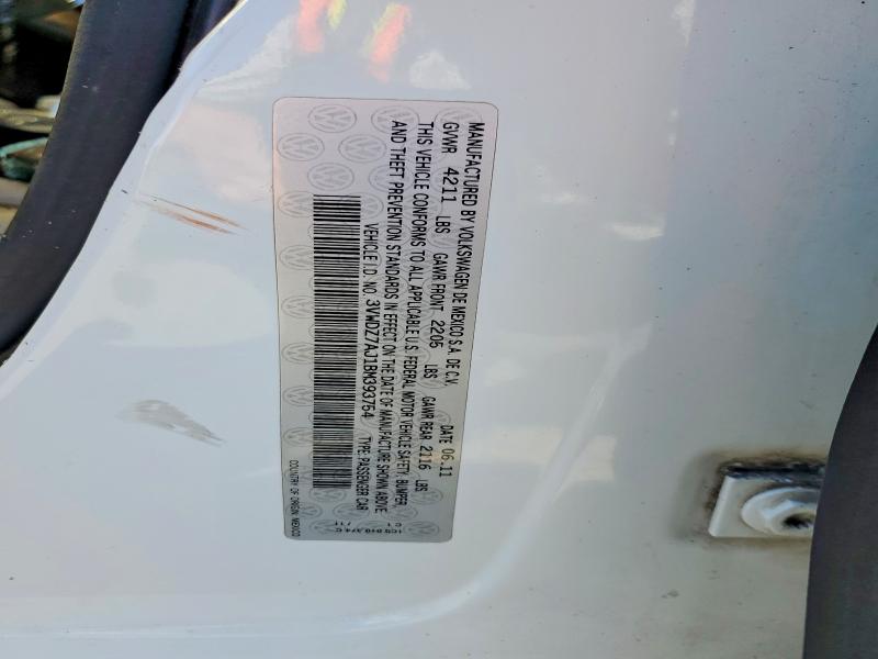 58115146 :رقم المزاد ، 3VWDZ7AJ1BM393754 vin ، 2011 Volkswagen Jetta مزاد بيع