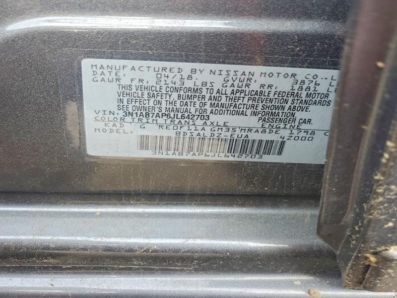 56058746 :رقم المزاد ، 3N1AB7AP6JL642703 vin ، 2018 Nissan Sentra مزاد بيع