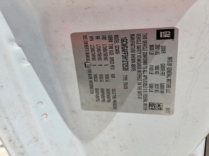 Aukcja sprzedaży 2017 Chevrolet Express G2500, vin: 1GCWGAFF3H1272538, numer aukcji: 55968556