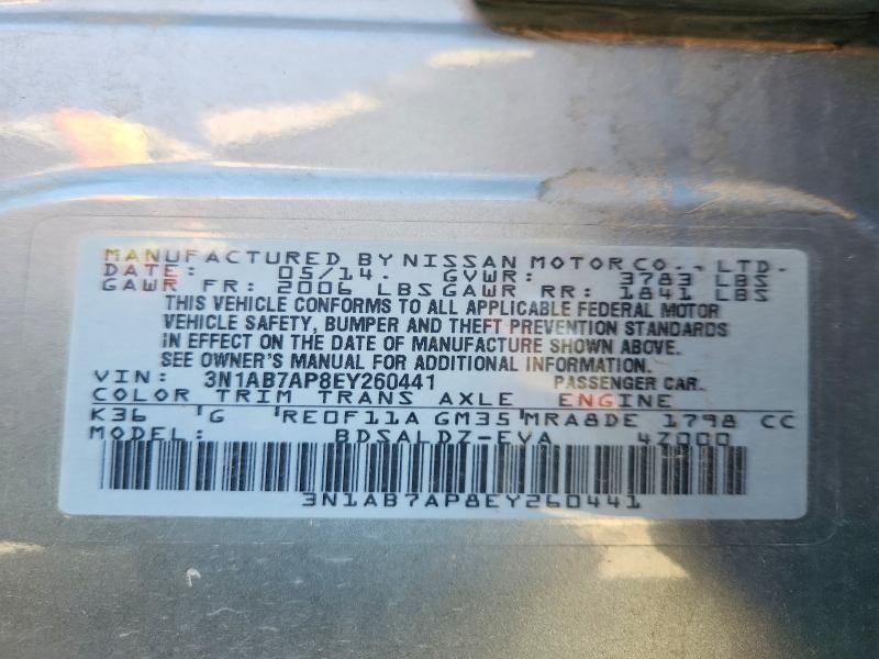 Aukcja sprzedaży 2014 Nissan Sentra, vin: 3N1AB7AP8EY260441, numer aukcji: 59232556