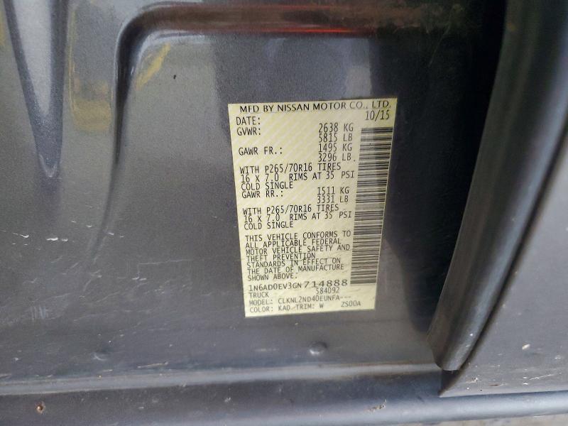56258146 :رقم المزاد ، 1N6AD0EV3GN714888 vin ، 2016 Nissan Frontier مزاد بيع