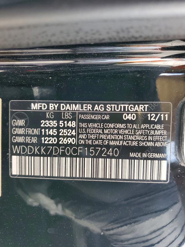 2012 Mercedes-benz E მანქანა იყიდება აუქციონზე, vin: WDDKK7DF0CF157240, აუქციონის ნომერი: 54017036
