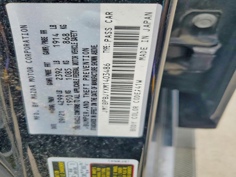Aukcja sprzedaży 2021 Mazda 3, vin: JM1BPBJYXM1403486, numer aukcji: 56877996
