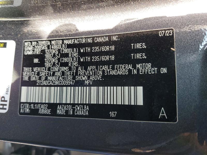 56854506 :رقم المزاد ، 2T2ADCAZ9RC009947 vin ، 2024 Lexus Nx 250 مزاد بيع