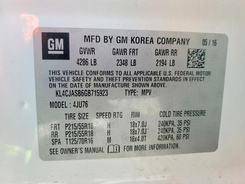 Aukcja sprzedaży 2016 Buick Encore, vin: KL4CJASB6GB715923, numer aukcji: 57493276