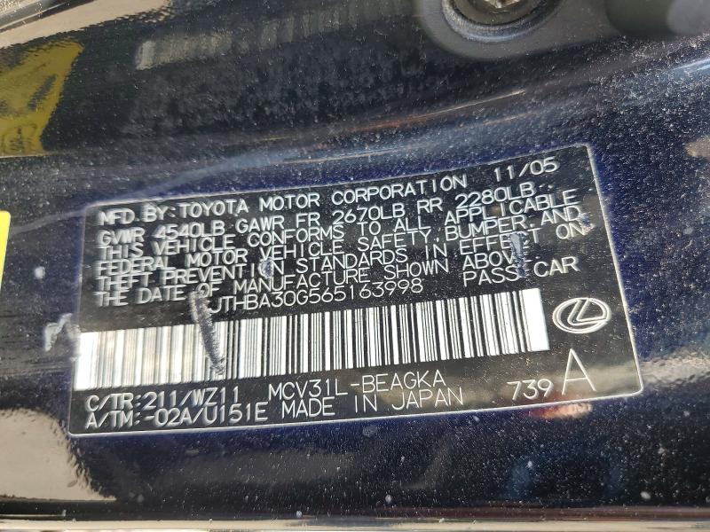 Продаж на аукціоні авто 2006 Lexus Es, vin: JTHBA30G565163998, номер лоту: 55723866