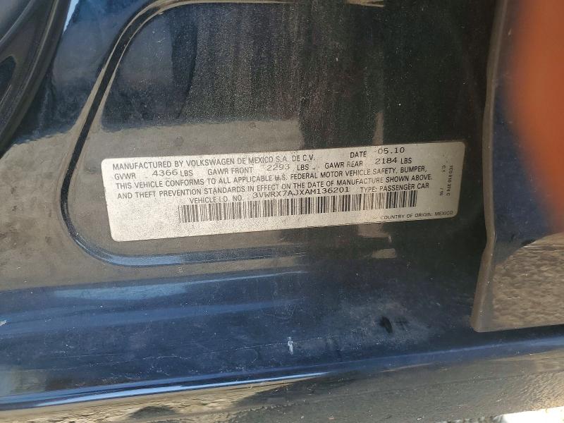 Продажа на аукционе авто 2010 Volkswagen Jetta, vin: 3VWRX7AJXAM136201, номер лота: 57028986