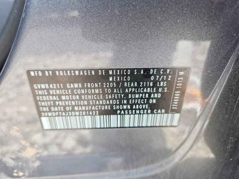 57222086 :رقم المزاد ، 3VWDP7AJ3DM201422 vin ، 2013 Volkswagen Jetta مزاد بيع