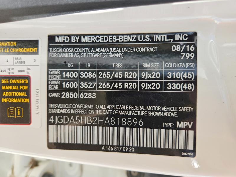 Продаж на аукціоні авто 2017 Mercedes-benz Gle, vin: 4JGDA5HB2HA818896, номер лоту: 57971306