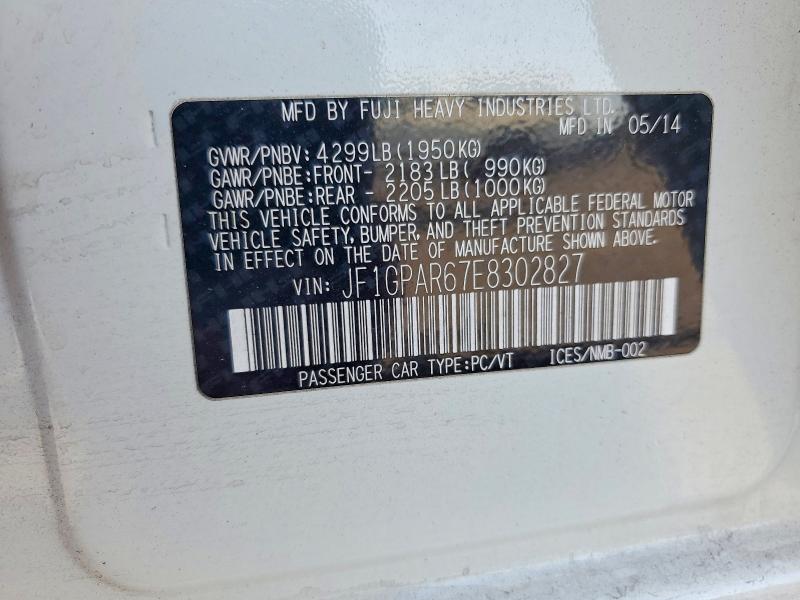 Продажа на аукционе авто 2014 Subaru Impreza, vin: JF1GPAR67E8302827, номер лота: 59328666