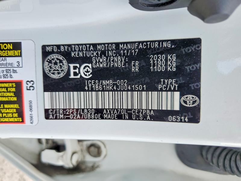 Aukcja sprzedaży 2018 Toyota Camry, vin: 4T1B61HK4JU041501, numer aukcji: 52245956
