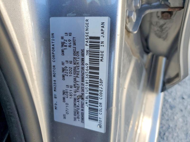 Продажа на аукционе авто 2011 Mazda 3, vin: JM1BL1U51B1365649, номер лота: 55752836