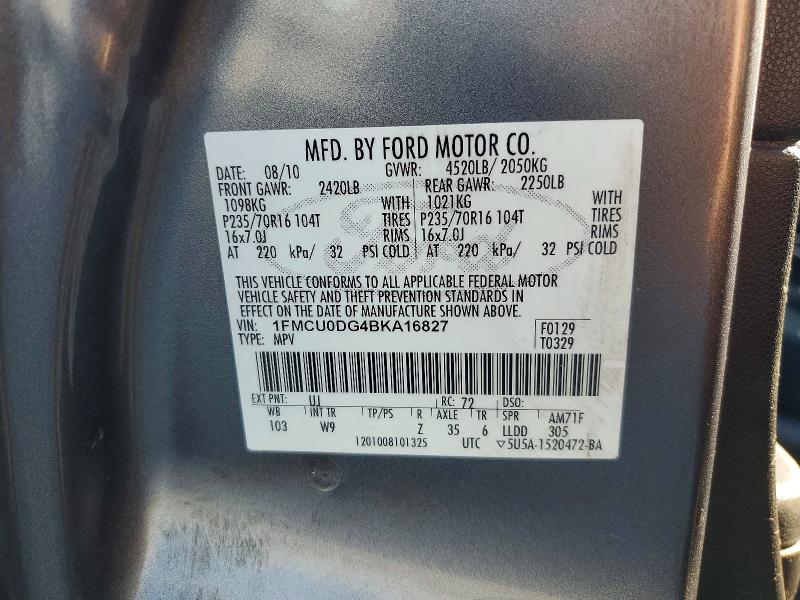 Продажа на аукционе авто 2011 Ford Escape, vin: 1FMCU0DG4BKA16827, номер лота: 58312256