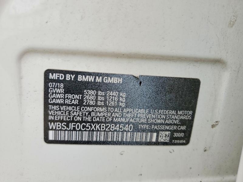 Продаж на аукціоні авто 2019 Bmw M5, vin: WBSJF0C5XKB284540, номер лоту: 56821176