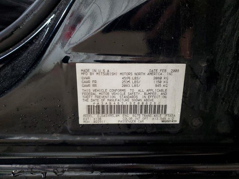 Aukcja sprzedaży 2009 Mitsubishi Galant, vin: 4A3AB46S19E008281, numer aukcji: 57909356