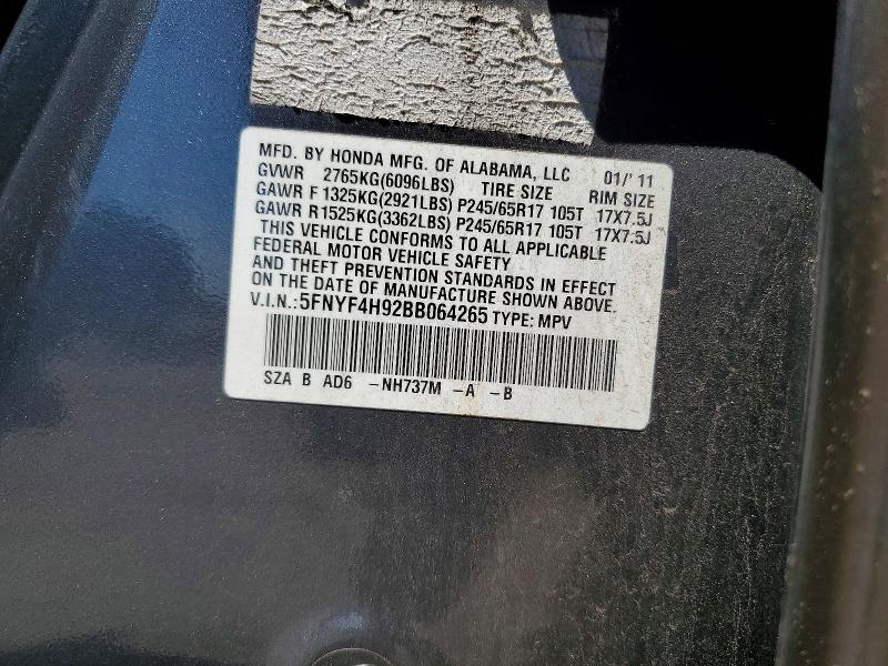Продажа на аукционе авто 2011 Honda Pilot, vin: 5FNYF4H92BB064265, номер лота: 41634086
