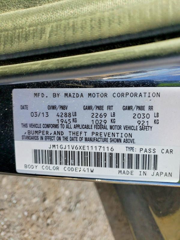 Aukcja sprzedaży 2014 Mazda 6, vin: JM1GJ1V6XE1117116, numer aukcji: 56474636