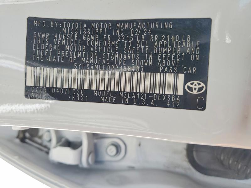 Aukcja sprzedaży 2024 Toyota Corolla, vin: 5YFS4MCE9RP188483, numer aukcji: 56708996