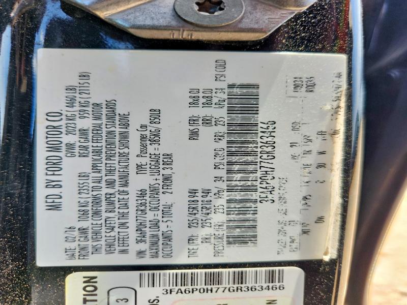 2016 Ford Fusion მანქანა იყიდება აუქციონზე, vin: 3FA6P0H77GR363466, აუქციონის ნომერი: 55797046