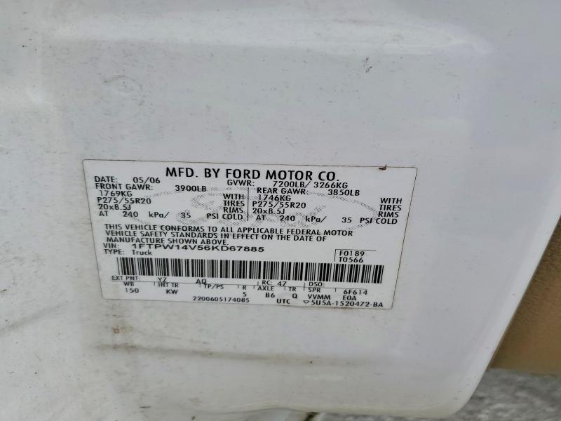 Aukcja sprzedaży 2006 Ford F150, vin: 1FTPW14V56KD67885, numer aukcji: 55631996