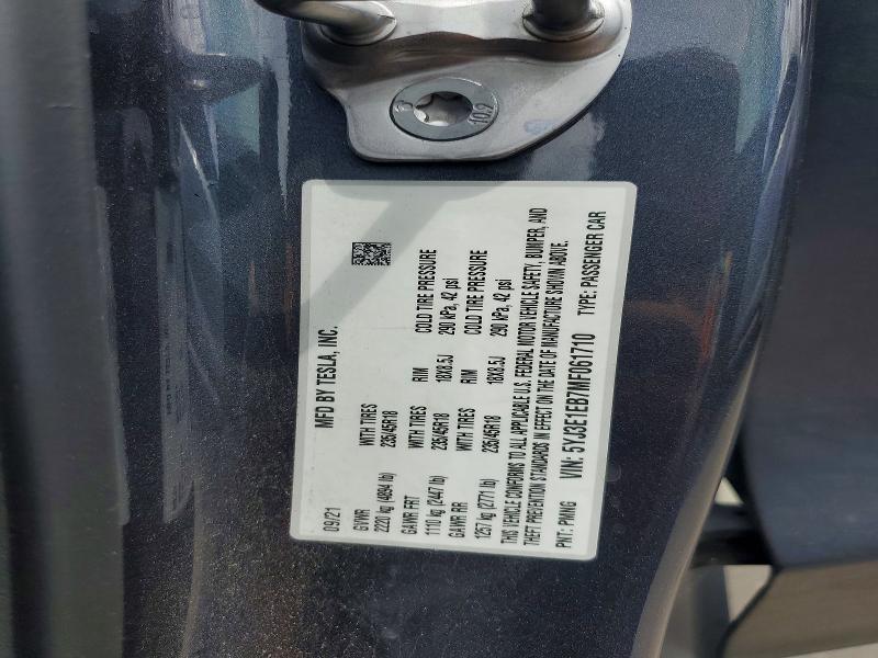 Продажа на аукционе авто 2021 Tesla Model 3, vin: 5YJ3E1EB7MF061710, номер лота: 56690626
