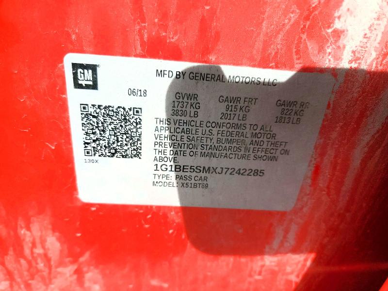 Продажа на аукционе авто 2018 Chevrolet Cruze, vin: 1G1BE5SMXJ7242285, номер лота: 58601346
