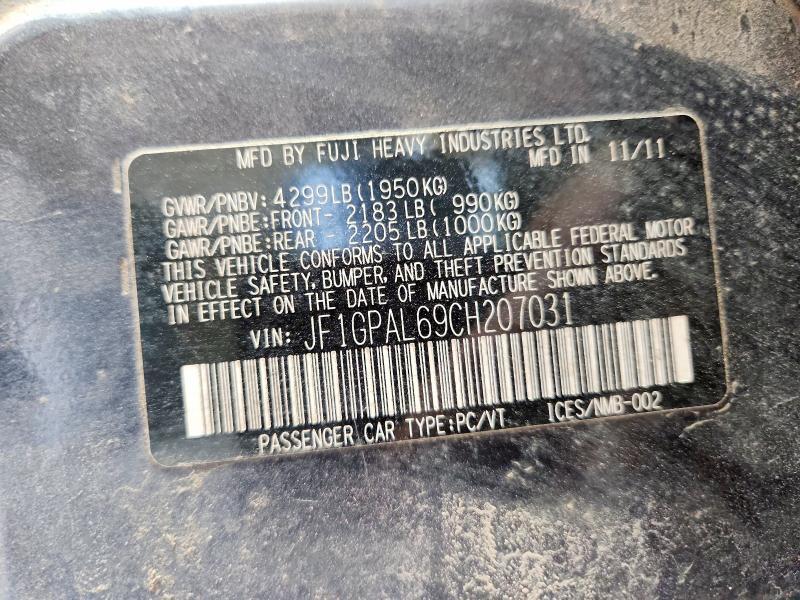 Aukcja sprzedaży 2012 Subaru Impreza, vin: JF1GPAL69CH207031, numer aukcji: 55961166