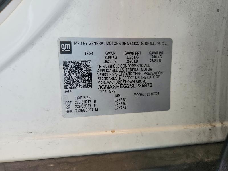 Aukcja sprzedaży 2025 Chevrolet Equinox, vin: 3GNAXHEG2SL236876, numer aukcji: 58640626