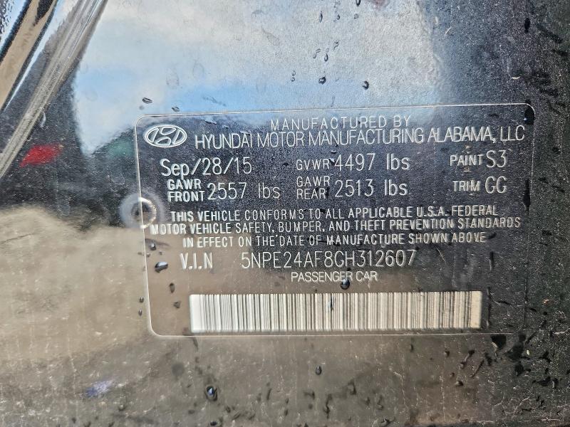 2016 Hyundai Sonata მანქანა იყიდება აუქციონზე, vin: 5NPE24AF8GH312607, აუქციონის ნომერი: 58599676