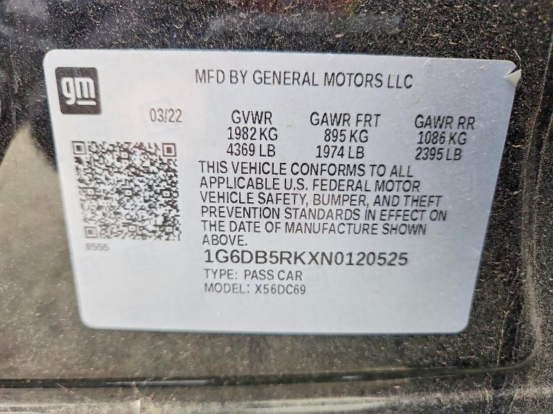 2022 Cadillac Ct4 მანქანა იყიდება აუქციონზე, vin: 1G6DB5RKXN0120525, აუქციონის ნომერი: 59147366