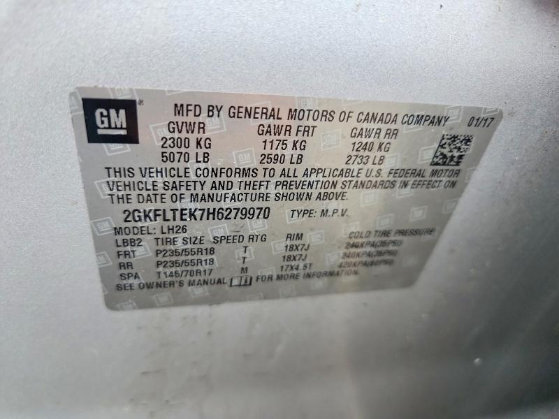 56766366 :رقم المزاد ، 2GKFLTEK7H6279970 vin ، 2017 Gmc Terrain مزاد بيع
