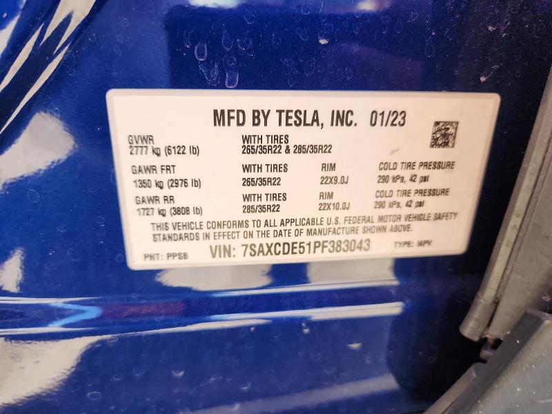 Продажа на аукционе авто 2023 Tesla Model X, vin: 7SAXCDE51PF383043, номер лота: 57538936