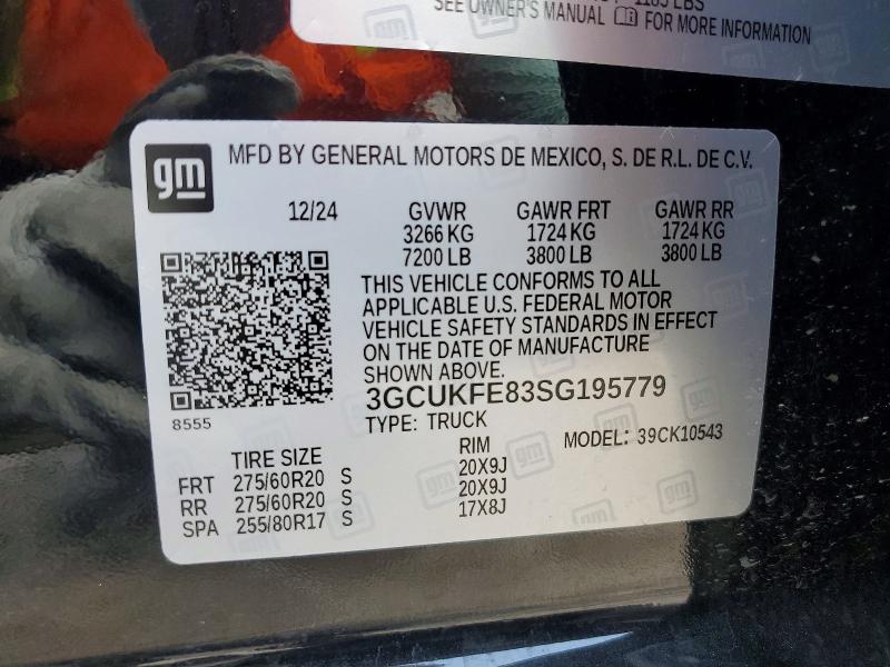 Продаж на аукціоні авто 2025 Chevrolet Silverado, vin: 3GCUKFE83SG195779, номер лоту: 58540756