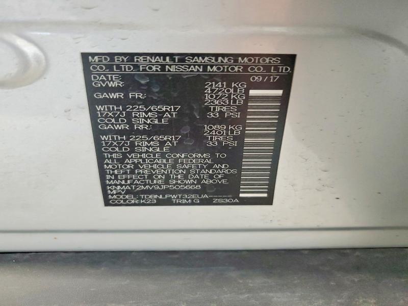 2018 Nissan Rogue მანქანა იყიდება აუქციონზე, vin: KNMAT2MV9JP505668, აუქციონის ნომერი: 58843236