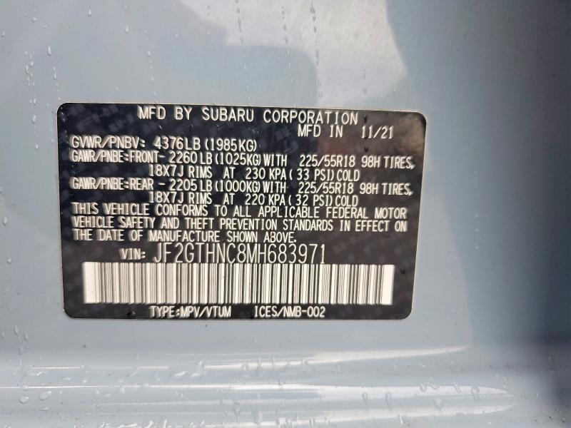 2021 Subaru Crosstrek მანქანა იყიდება აუქციონზე, vin: JF2GTHNC8MH683971, აუქციონის ნომერი: 58536656